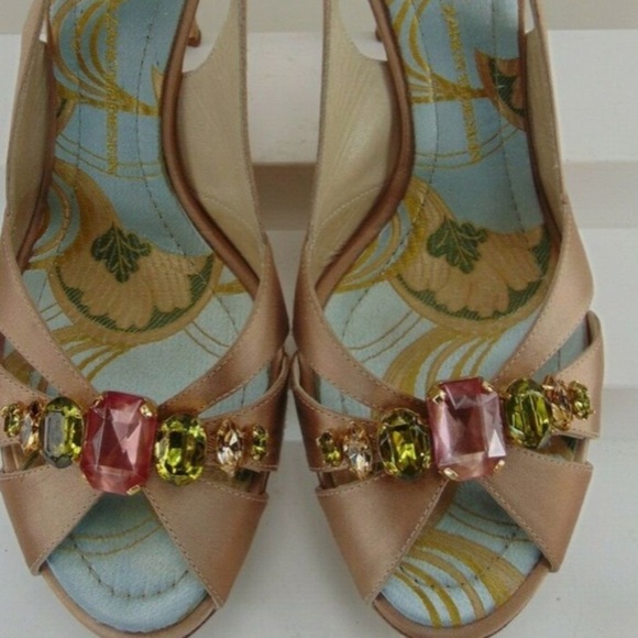Giusepee Zanotti Vicini Pink Satin Jewel Sandals Heels Size 38 / 8 Women - Picture 10 of 12